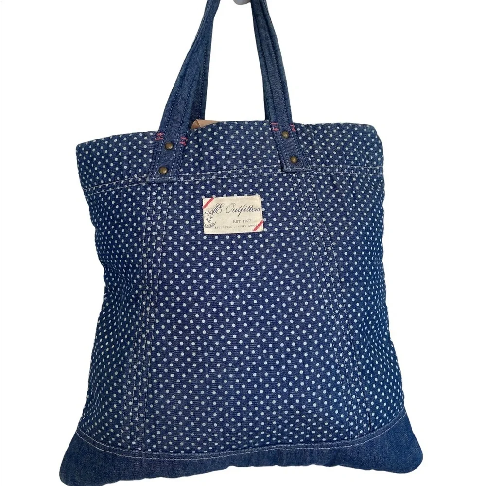 American Eagle Denim Tote Polka Dots Bag
